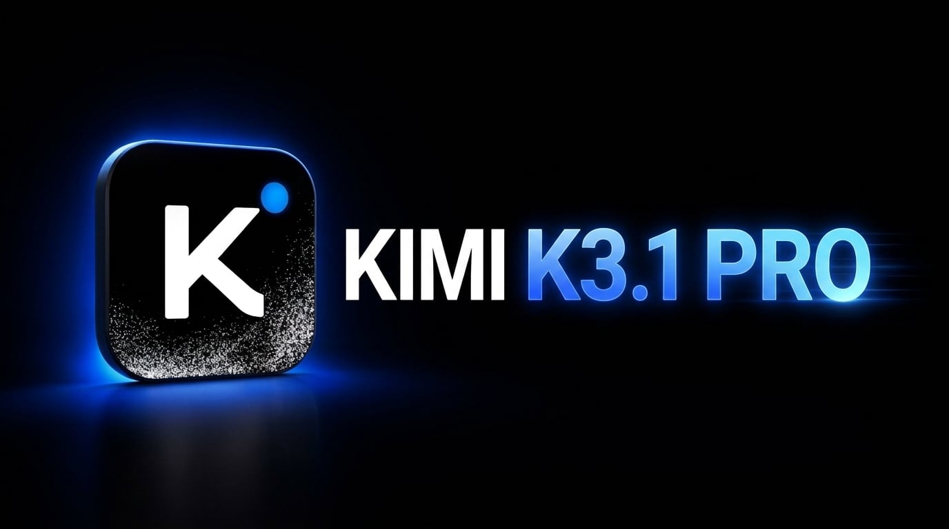 Kimi K3.1 Pro: the Kimi logo on a glowing app tile next to the words KIMI K3.1 PRO on a dark background